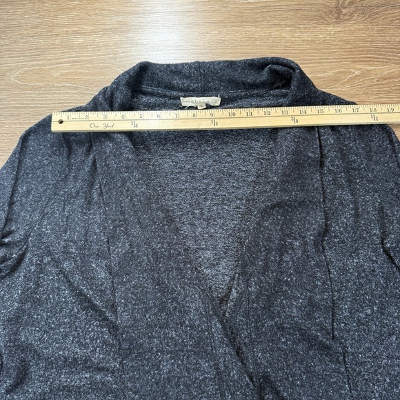 Mesh & Lace Women's Open Front Cardigan L Gray Draped Knit Stretch Minimalist - Picture 7 of 10